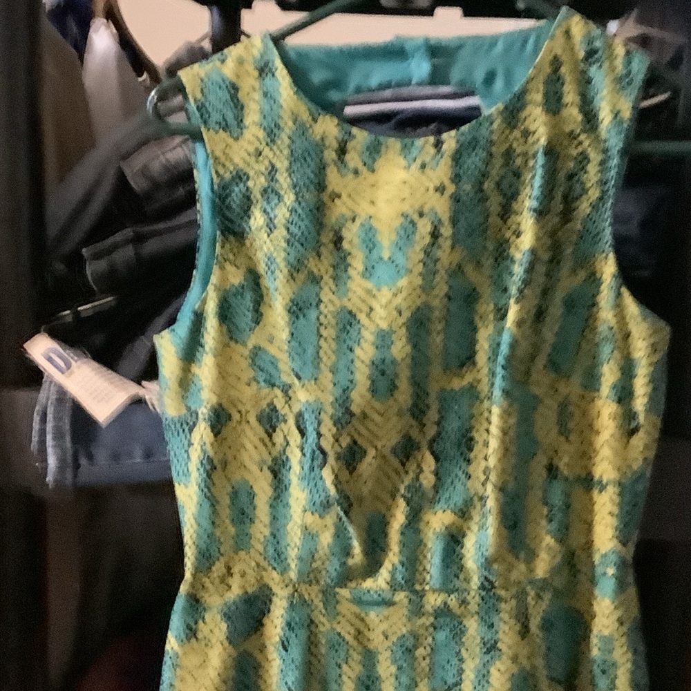 Muse Green and Yellow Patterned Mini Dress - Picture 3 of 6